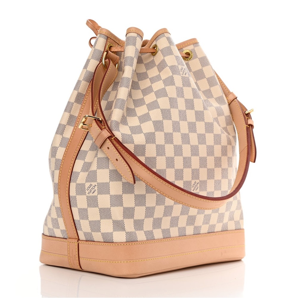 Louis Vuitton Damier Azur Noe Drawstring Hobo Bucket  Bag Large